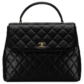 Chanel-Black Chanel Lambskin Kelly Top Handle Handbag-Black