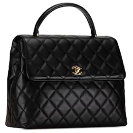 Chanel-Black Chanel Lambskin Kelly Top Handle Handbag-Black