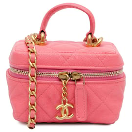 Chanel-Pink Chanel Micro Caviar Chain Vanity Bag-Pink