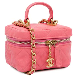 Chanel-Pink Chanel Micro Caviar Chain Vanity Bag-Pink