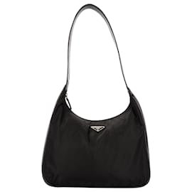 Prada-Prada Black Nylon Shoulder Bag-Black