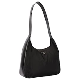 Prada-Prada Black Nylon Shoulder Bag-Black