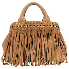 Prada-Prada Brown Fringe Canapa Handbag-Brown