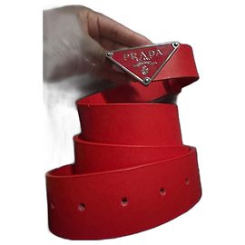 Prada Men's Leather Belt Red Red