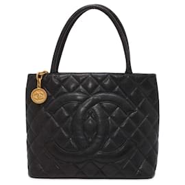 Chanel-Chanel Black Caviar Leather Tote Bag-Black