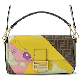 Fendi-Fendi Shoulder Bag Zucca Baguette Antonio Lopez Medium-Brown,Multiple colors