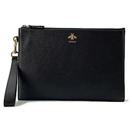 Gucci-Gucci Clutch Bag Animalier BEE Leather-Black