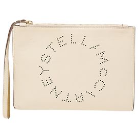 Stella Mc Cartney Stella Mccartney Alter Logo Clutch Bag in Cream Leather White Cream