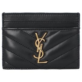 Saint Laurent Cassandre Matelassé Kartenetui aus schwarzem Lammleder Schwarz