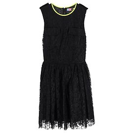 MSGM Mini Skater Kleid aus schwarzer Spitze Schwarz