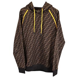 Fendi Forever Logo Hoodie aus braunem Baumwollstoff Braun