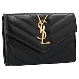 Saint Laurent-Saint Laurent Cassandre Matelassé Small Envelope Wallet In Lambskin Black-Black