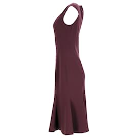 Michael Kors-Michael Kors Midi Trumpet Dress in Burgundy Wool-Red,Dark red