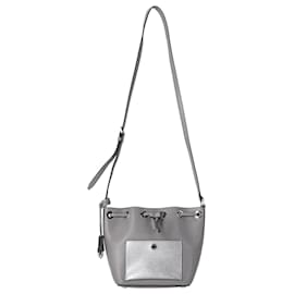 Michael Kors-Michael Kors Small Greenwich Bucket Bag in Grey Saffiano Leather -Grey