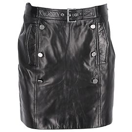 Gonna mini con cintura Hugo Boss in ecopelle nera Nero