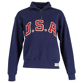 Polo Ralph Lauren Suéter com Zíper de Quarto Equipe EUA em Algodão Azul Azul