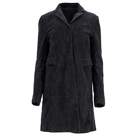 Hugo Boss Concealed Closure Coat in Black Suede Black
