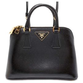 Prada Promenade Patent Handbag Black