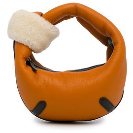 Bottega Veneta Laranja Mini Couro de Bezerro e Shearling Jodie Bege Outro