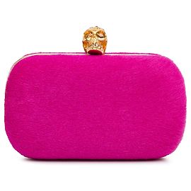 Clutch teschio in pelo di pony rosa Alexander McQueen Rosa