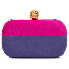 Alexander Mcqueen-Alexander McQueen Pink Pony Hair Skull Clutch-Pink