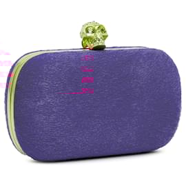 Alexander Mcqueen-Alexander McQueen Pink Pony Hair Skull Clutch-Pink