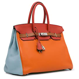 Hermès-Hermès Orange Togo Birkin Arlequin 35-Orange