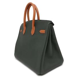 Hermès-Sac à main Hermes Birkin 35 en Vert Foncé et Or-Doré,Vert foncé