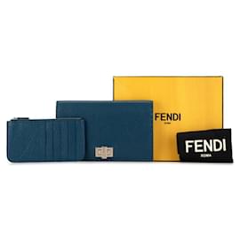 Fendi-Fendi Peekaboo Selleria Long Wallet-Blue