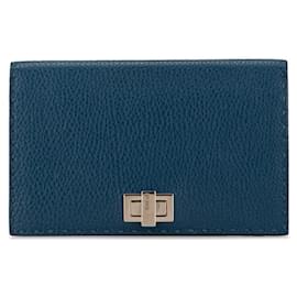 Fendi-Fendi Peekaboo Selleria Long Wallet-Blue