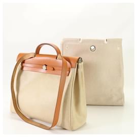 Hermès-Hermes Airbag Leather Shoulder Bag-Brown,Beige