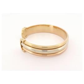 Cartier-VINTAGE CARTIER DOUBLE C BRACELET 3 GOLD 18K 29.7GR SIZE 19 TRIPLE GOLD BANGLE-Other