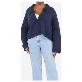 Khaite Marineblauer Cashmere-Cropped-Pullover - Größe M Blau