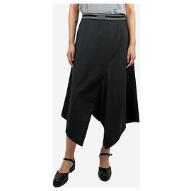 Loewe Grey asymmetric wool midi skirt - size UK 12 Other