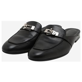 Hermès Black Oz leather mules - size EU 37.5 Black