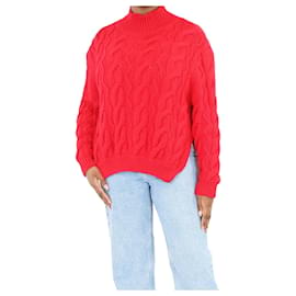 Simone Rocha Roter grober Strickpullover - Größe L Rot