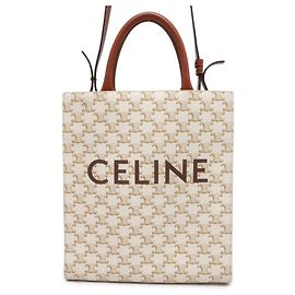 Céline Celine Vertical Cabas Small Leather Tote Bag Brown Beige