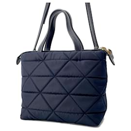 Prada-Prada Tessuto Quilted Nylon Leather Handbag-Blue