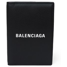 Balenciaga Black Leather Passport Cover Black