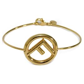 Fendi-Fendi Gold Bronze Bangle Bracelet-Golden