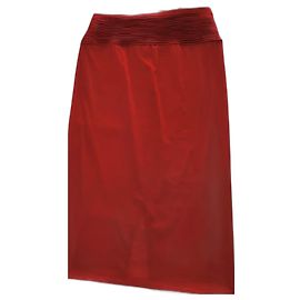 Saia La Perla Vermelha de Tule e Cetim de Seda Vermelho