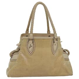 Fendi-FENDI Hand Bag Vinyl Beige Auth yk13660-Beige
