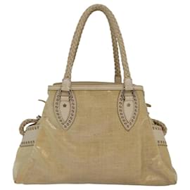 Fendi-FENDI Hand Bag Vinyl Beige Auth yk13660-Beige
