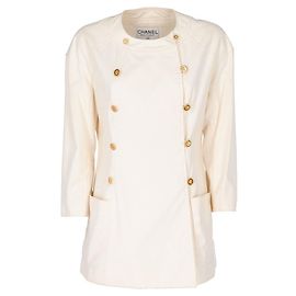 Chanel Cream Double-Breasted Jacket White Cream
