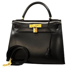 Hermès-Sac à main Hermes Kelly 28-Noir