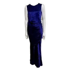 Amanda Wakeley Abito da sera in seta blu notte Blu scuro