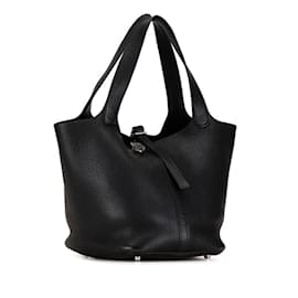 Hermès-Sac à main Hermes noir et argent-Noir,Argenté