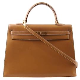 Hermès-Kelly 35 handbag in leather-Beige