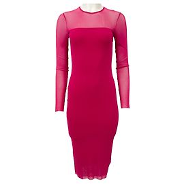 Fuzzi Magenta Langarm Bodycon Kleid Pink