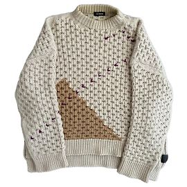 Pull argyle Raf Simons automne hiver 2018. Marron Beige Violet foncé